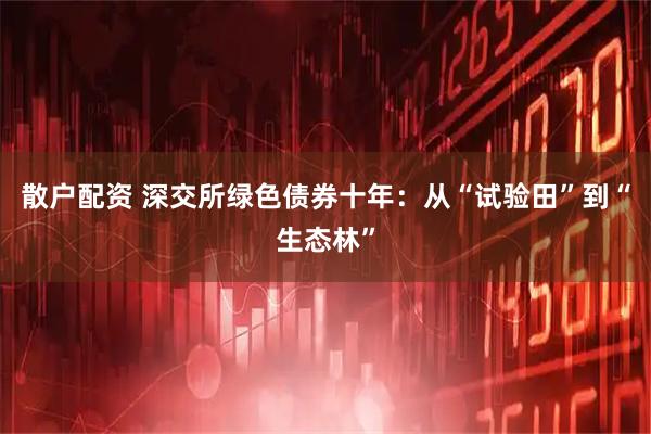 散户配资 深交所绿色债券十年：从“试验田”到“生态林”