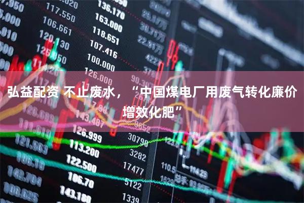 弘益配资 不止废水，“中国煤电厂用废气转化廉价增效化肥”